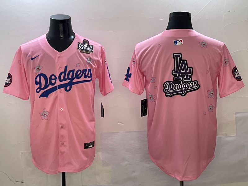 Men Los Angeles Dodgers Blank Pink Sakura Edition 2025 Nike MLB Jersey style 21